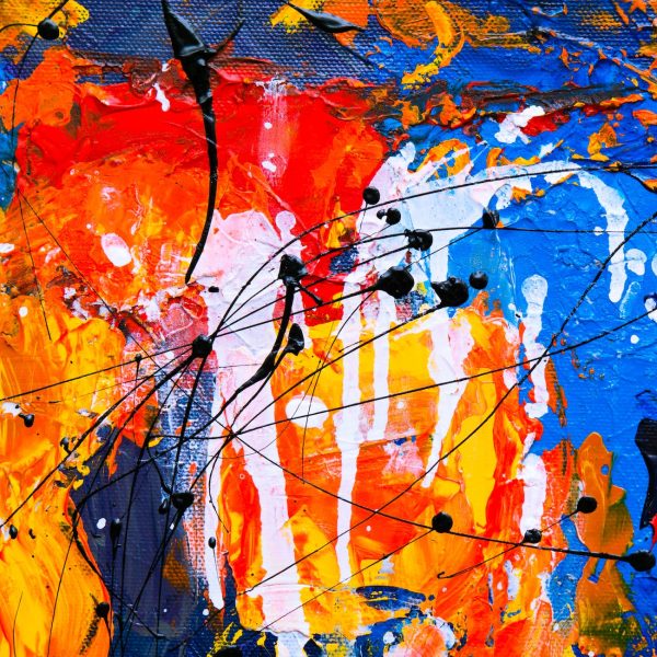 orange and blue abstract painting
